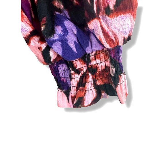 Floral Print Smocked Cotton Peasant Dress Pockets Size 2X 20W-22W New Boho Plus - Picture 7 of 12